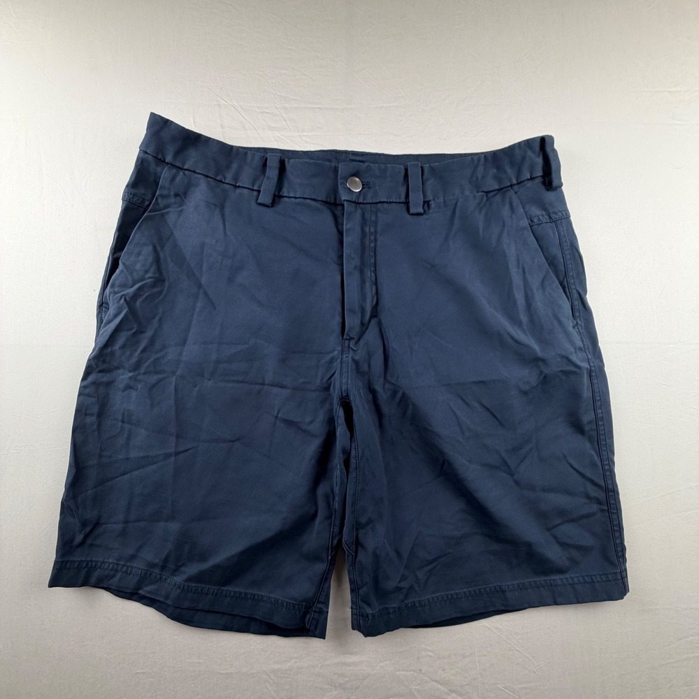 Lululemon Commission Shorts Mens 35 Navy Blue Solid Golf Casual Chino 9" 0112
